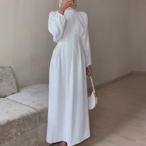 Cottage core white modest dress